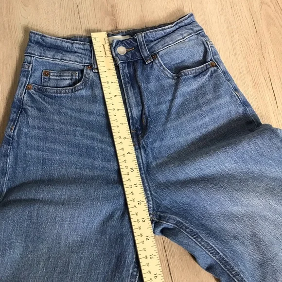 H&M High Rise Wide Leg Classic Straight Blue Jeans Size 2 - Picture 5 of 7